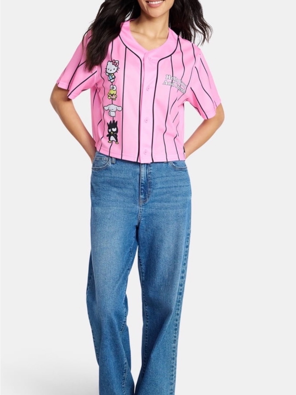 Hello Kitty Sanrio Pink Pinstripe Hello Kitty & Friends Jersey Size XL NWT - Picture 3 of 6